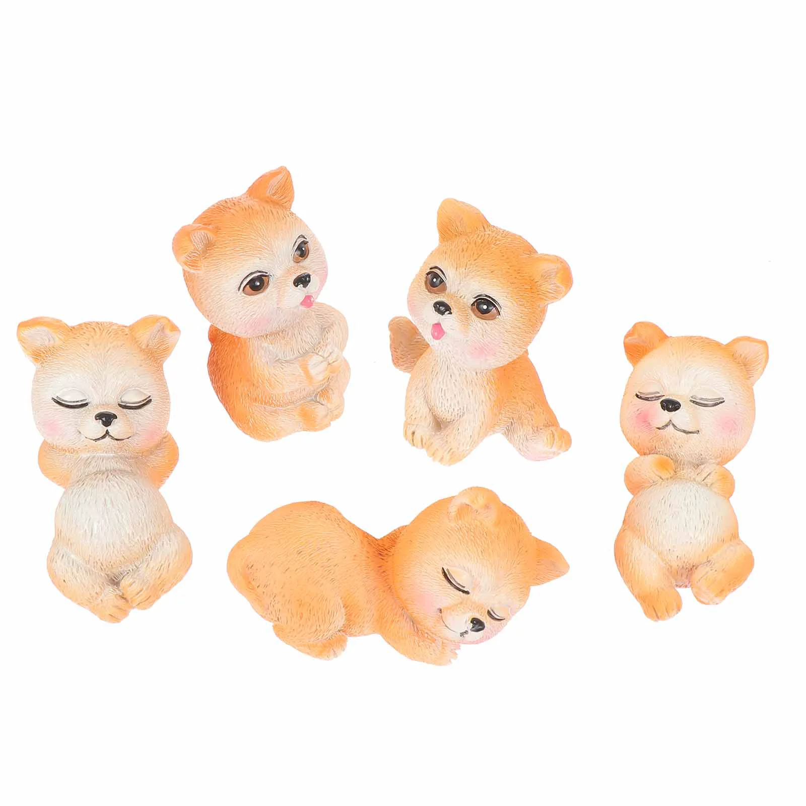

5pcs Cartoon Puppy Resin Ornaments Creative Resin Dog Decors Car Decorations