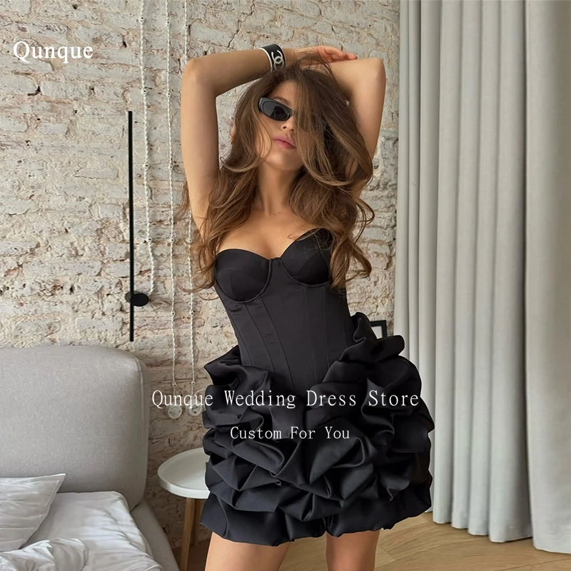 Qjall Классические короткие вечерние платья с оборками Сексуальные мини-бальные