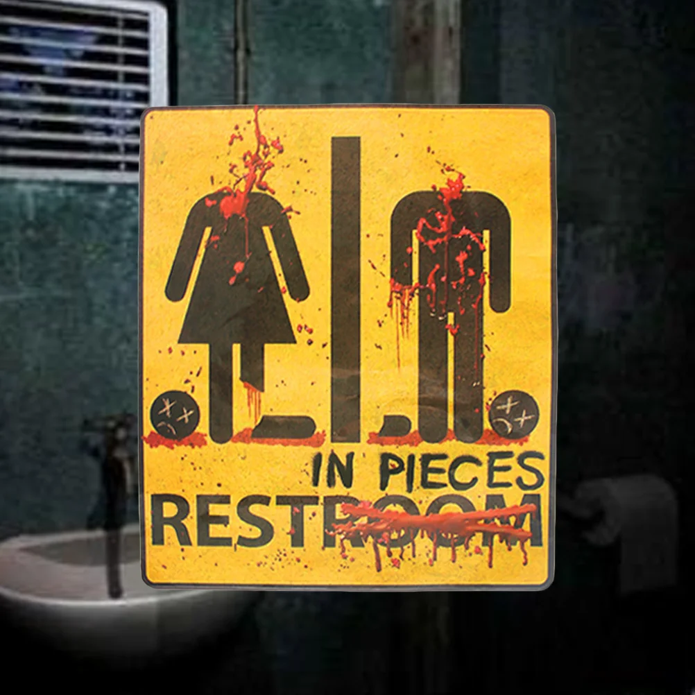 1pc 43x31cm Door Sign Horror Bathroom Sticker for Festival Party Decals