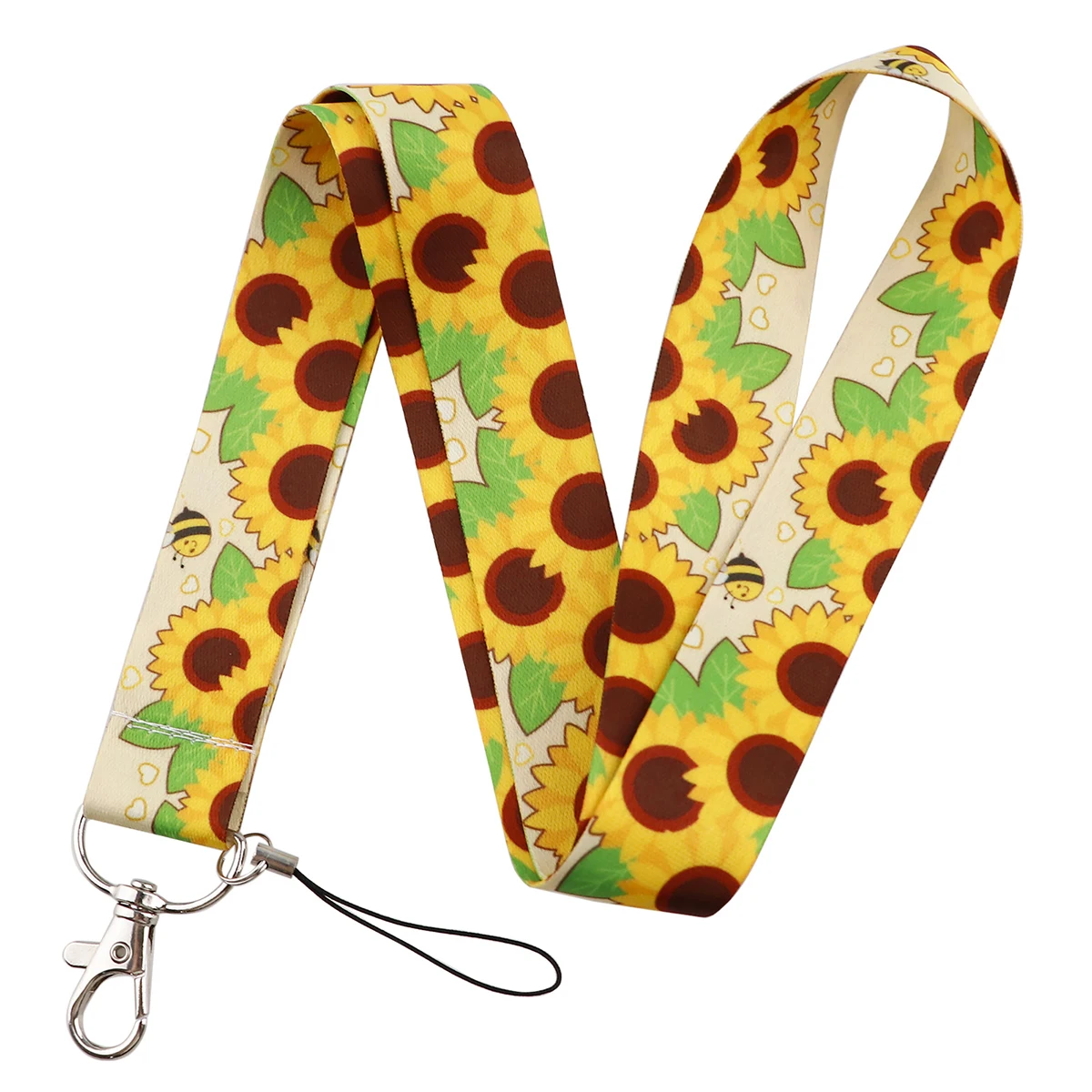 AD2256 Милый ремешок с шеей с пчелкой Подсолнуховый карабин для ключей, карты идентификации, значка, мобильных ремней, телефона, брелока, ремешка