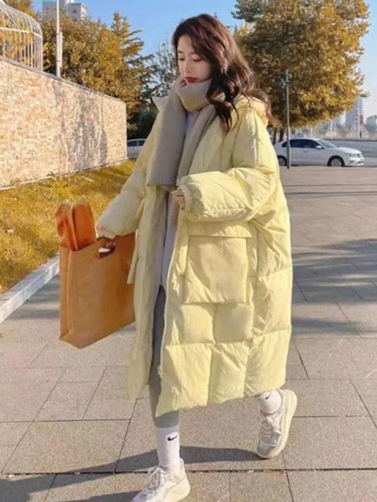 2022 Winter New  Padded Jacket Women Oversized Coat Korean Fashion Hoodie Loose Outerwear Mid-length Parkas