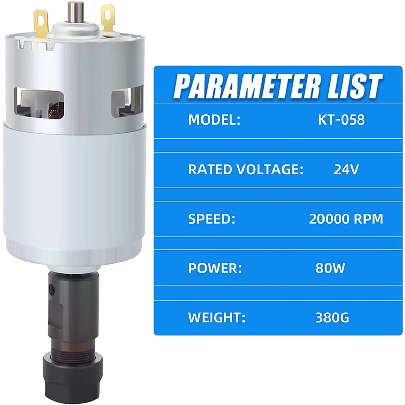 Мотор шпинделя 775 с цангой ER11 и соединительной линией 24 В 20000 ОБ/мин подходит для