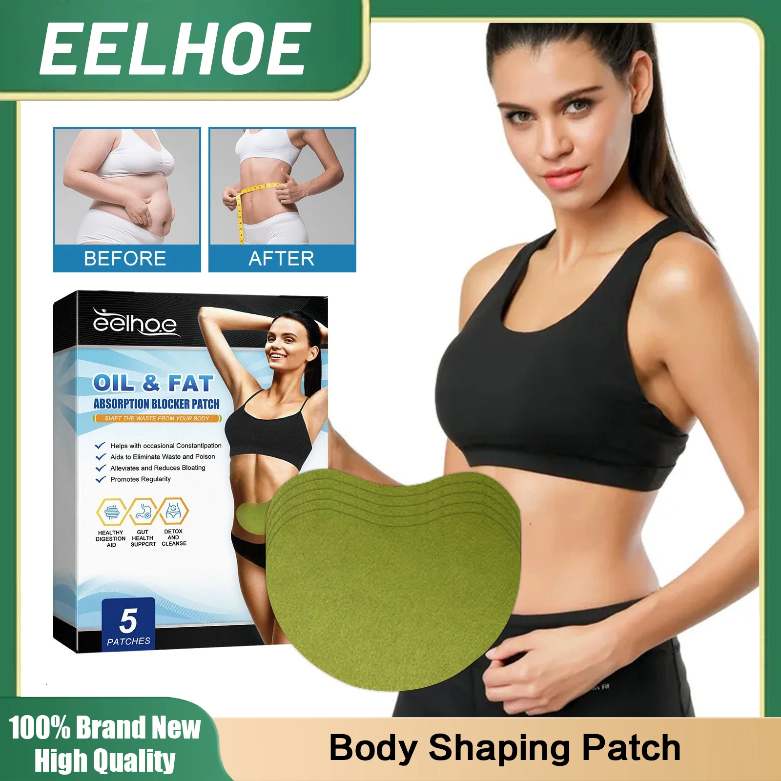 

Body Shaping Patch Abdomen Fat Reducer Thin Arms Legs Waist Belly Anti Cellulite Lose Weight Fast Fat Burning Navel Sticker 5pcs