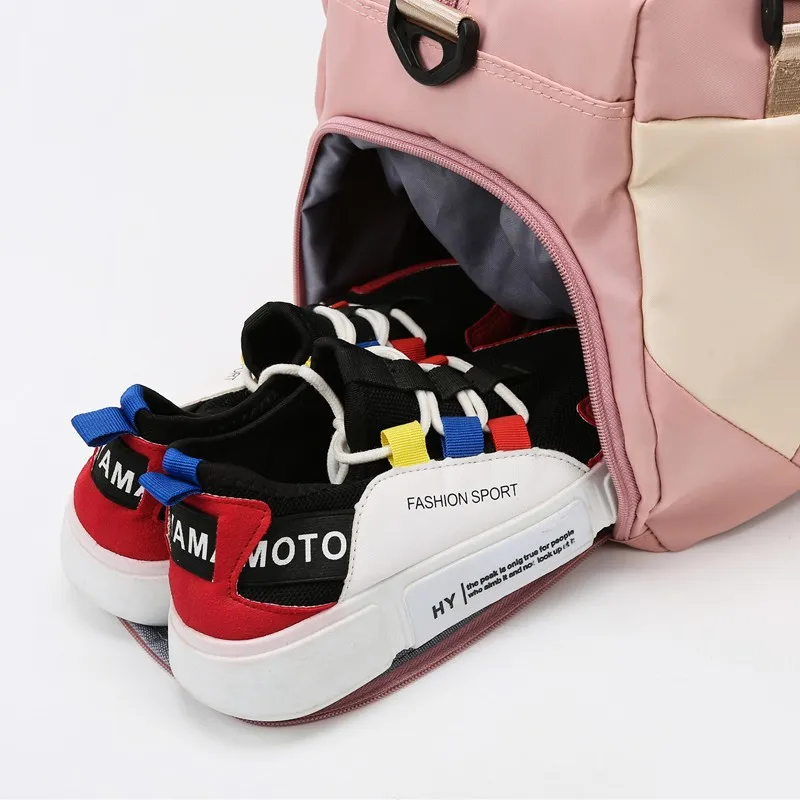 Fitness Travel Bag Contrast Color Dry and Wet Separation Sports Yoga Bag Beach Travel Shoe Travel Bag Travel Boarding Bag travel