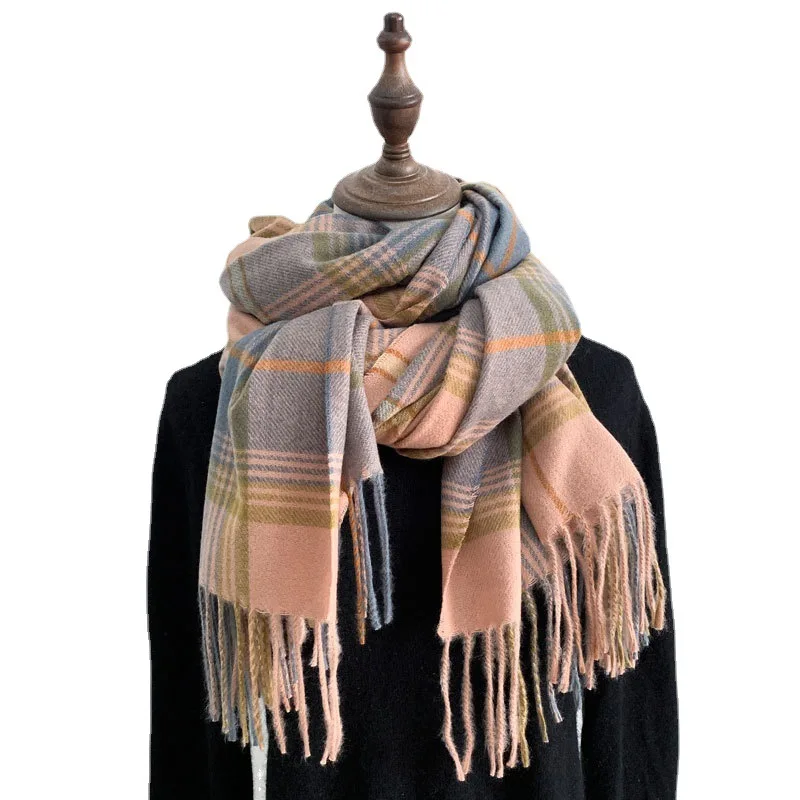 

Warm Imitation Cashmere Scarf for Women Shawl Wraps Thick Blanket Stoles Pashmina Warm Neckerchief Lady Neck Fashion Bufanda