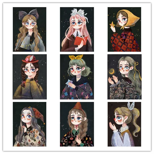 

Sontonga Diamond Painting Cartoon Girl Full Square Drill Diamond Embroidery Tempera Girl Cross Stitch Rhinestone Home Decor Gift