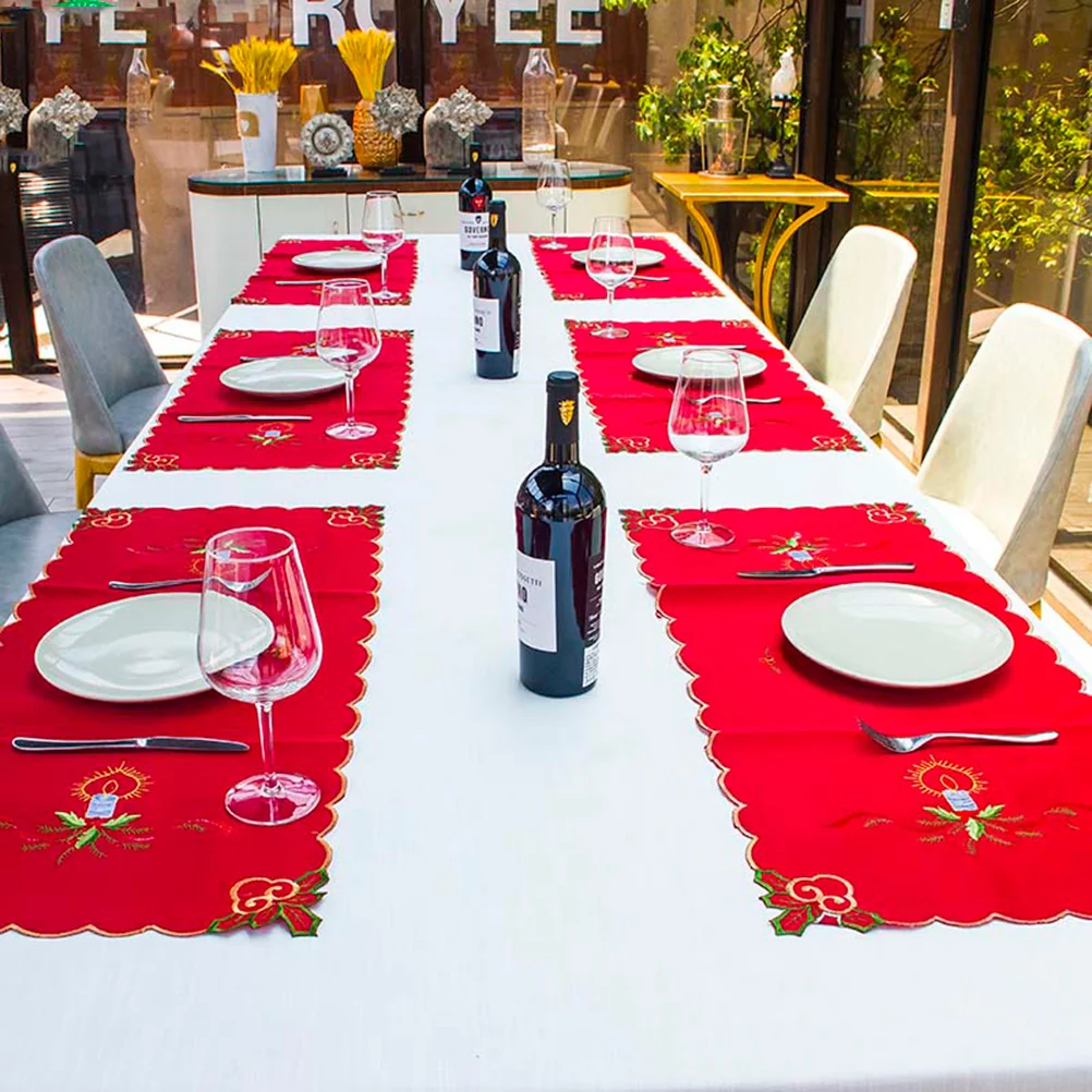 

1PC Christmas Placemat Anti-slip Santa Claus Heat-resistant Table Mats for Restaurant Home Hotel