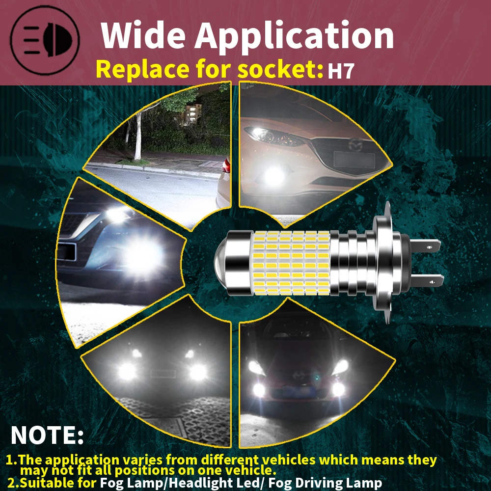 2 шт. мощные лампы для фар H7 с цоколем супер яркие без адаптера автомобильный