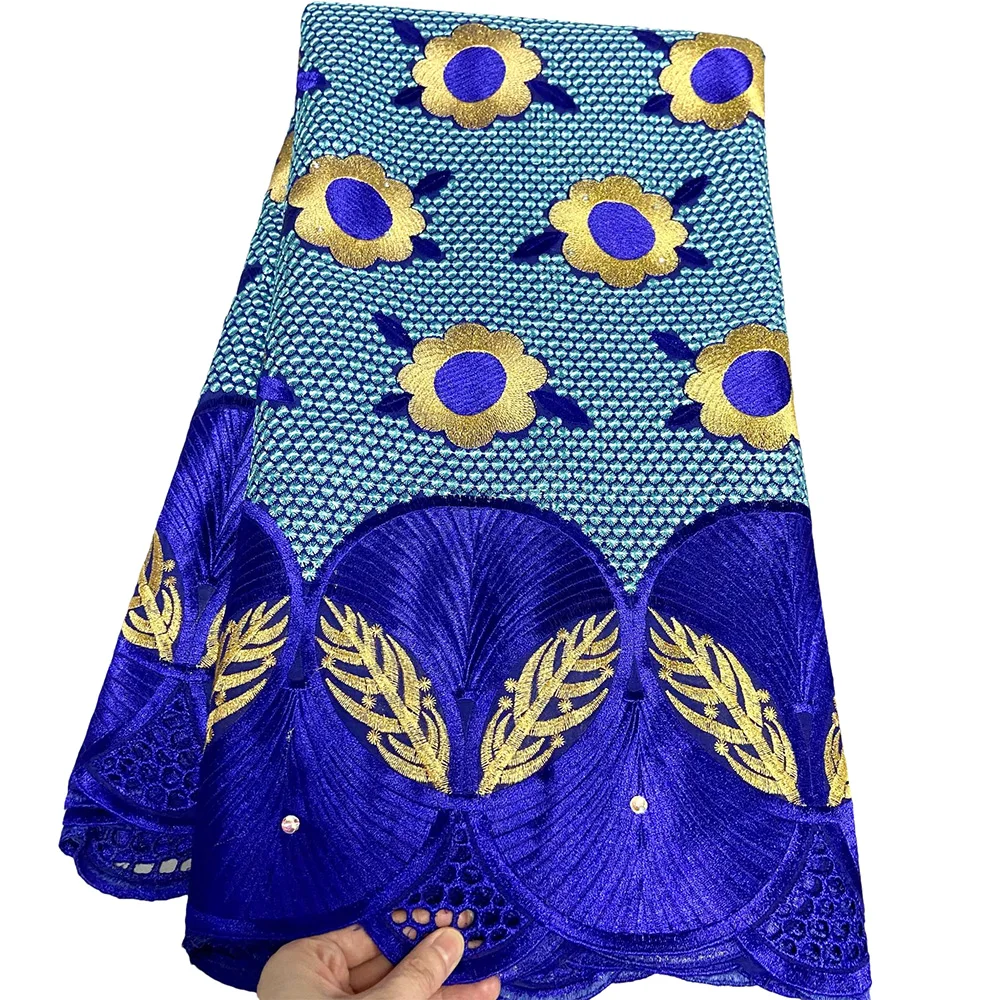 Синяя швейцарская кружевная ткань африканская Дубай 2021 Австрия 100%