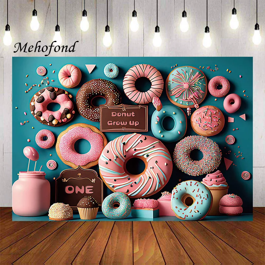 

Фон для фотосъемки Mehofond пончики расти конфеты девушка 1-й день рождения торт разбивать портрет Декор фото фон студия