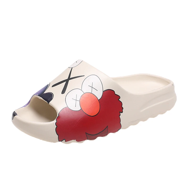 

2022 Summer Unisex Inspired Slides Breathable Summer Flip Flops Lightweight Fish Mouth Graffiti Slippers Men Women Big 36-45