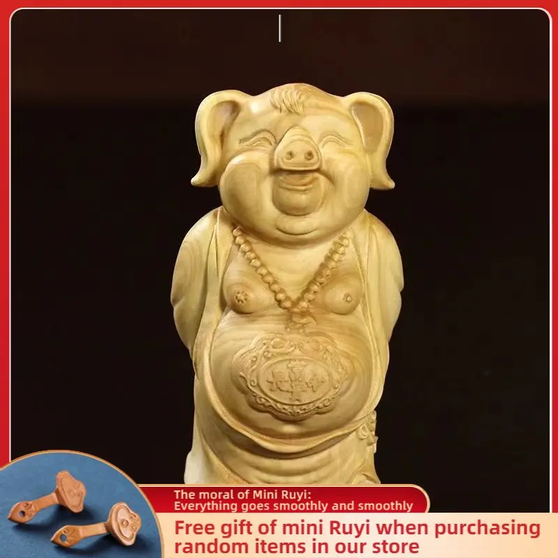 

Самшит резьба оригинальный [Lucky pig】приносит богатство, украшение для дома, Офисные аксессуары, украшения для автомобиля, фигурка чайного питомца 7 см