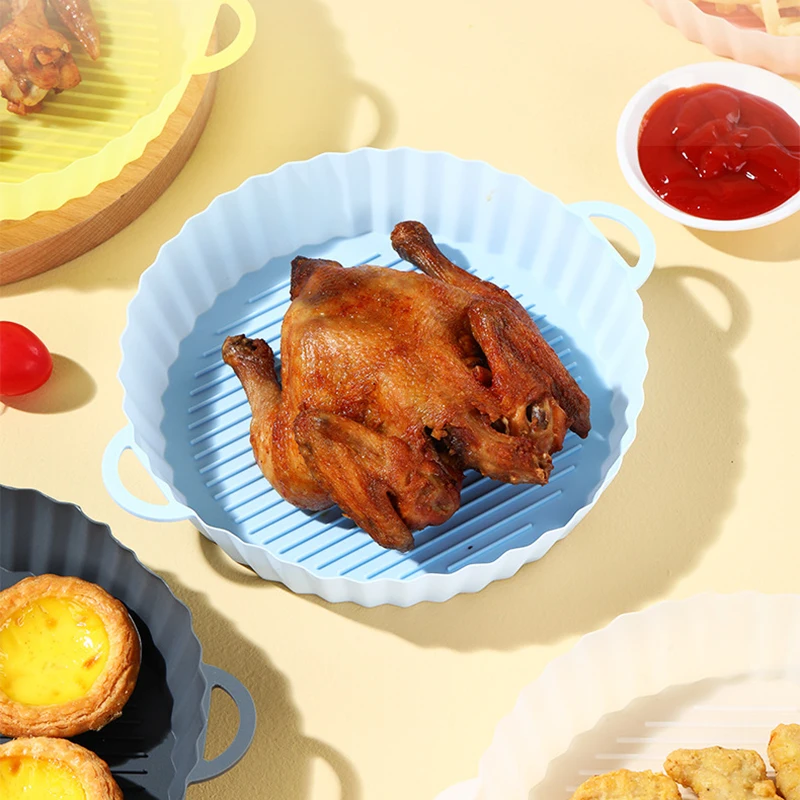 

Air Fryer Silicone Pan Reusable Air Fryers Oven Baking Tray Fried Pizza Chicken Basket Mat Round Liner Air Fryer Accessories