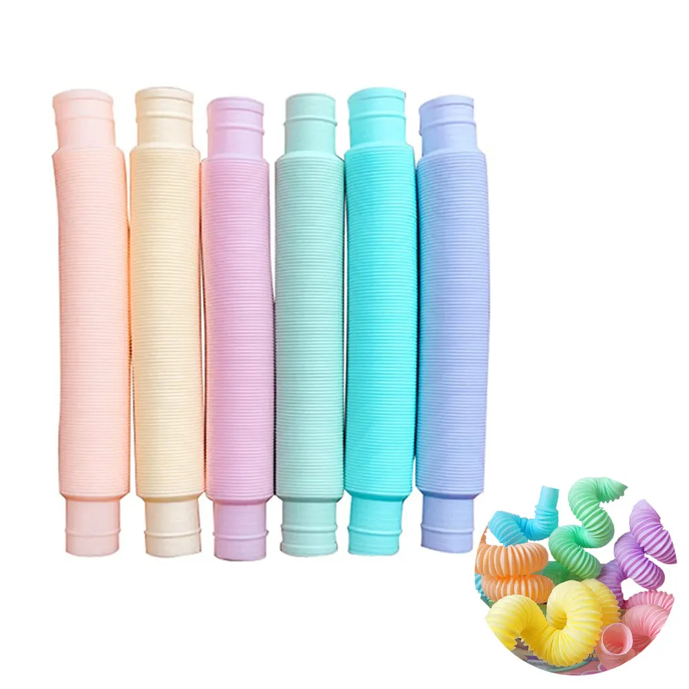 

6Pcs Pop Tubes Fidget Sensory Toy Antistress Plastic Bellow Stress Reliever Pipe for Children Adults Funny Gift Kid Squeeze Toys