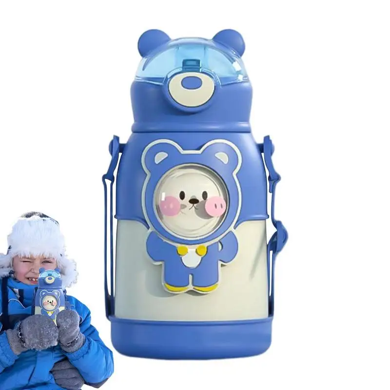 Children's Portable Stainless Steel Cartoon Vacuum Flask Wit