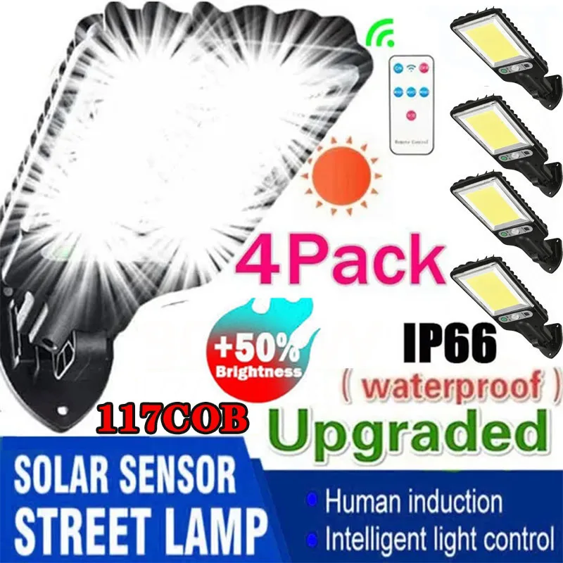 Solar Street Lights Outdoor Solar Lamp With 3 Light Mode Waterproof Motion Sensor Security Lighting for Garden Patio Path Yard