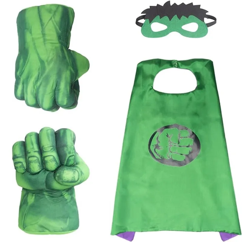Плащ Халк накидка плюшевые руки кулаки костюм с зеленой накидкой и маской для