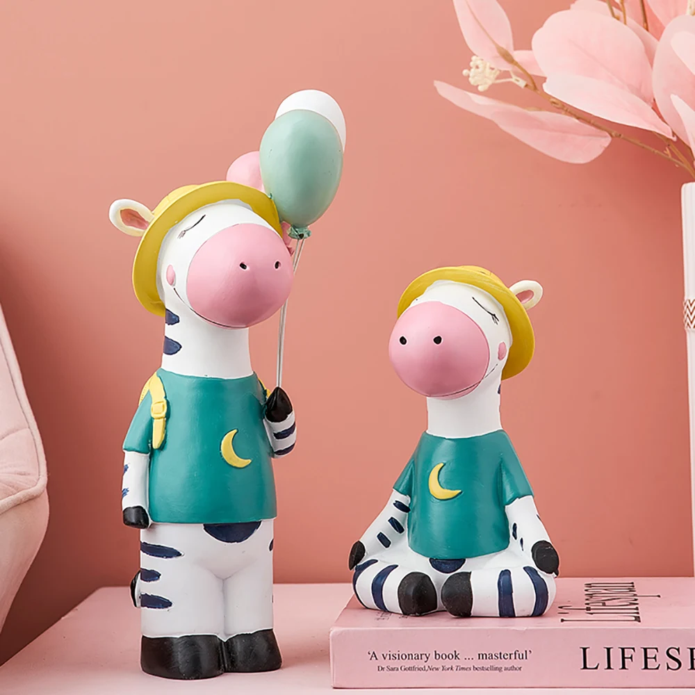 

Cute Zebra Statue Hydroponic Vase Animal Model Mobile Phone Holder Christmas Decorations Home Decoration Birthday Gifts