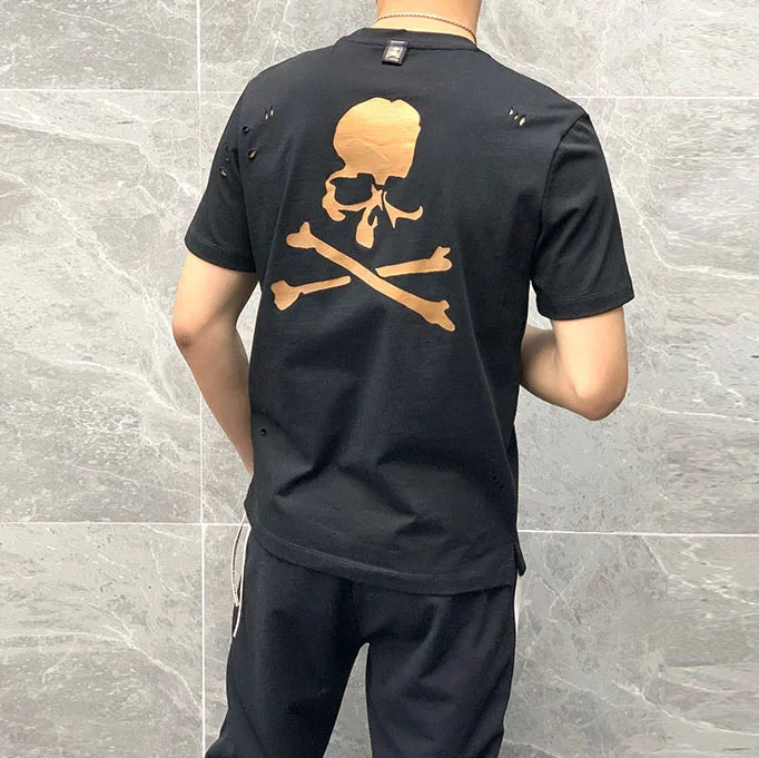 

2022 MASTERMIND MMJ bronzing skull short-sleeved men new star the same hole casual loose t-shirt TX710