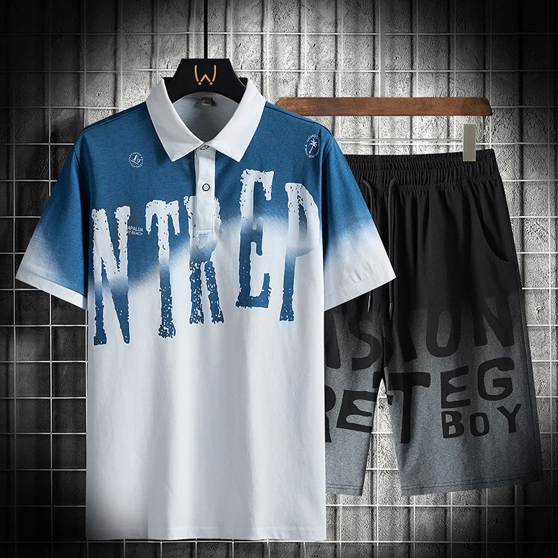 

Fashion Mens Letter Print Sets Summer Tracksuit Hip Hop Short Sleeve Shorts Set Men Streetwear Cotton Casual 2 Piece Clothing
