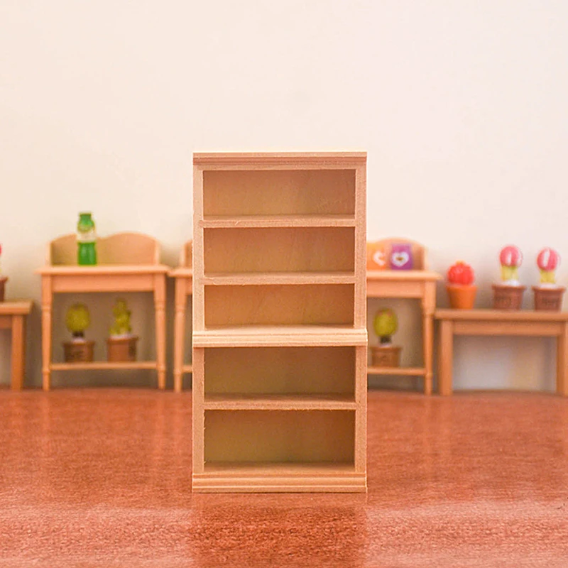 1:12 Dollhouse Miniature Wooden Bookcase Bookshelf Storage Cabinet Locker Doll Hosue Furniture Model Scene Decor Toy Accessories
