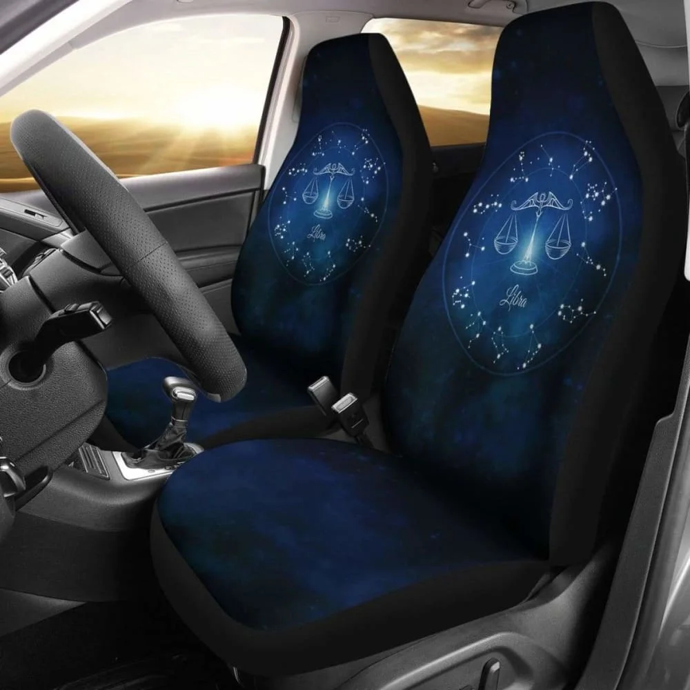 

Libra Zodiac Sign Car Seat Covers Amazing Gift Pack of 2 Universal Front Seat Protective Cover