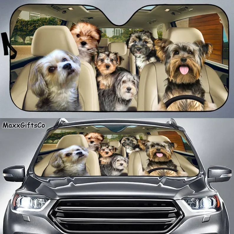 

Morkie Car Sun Shade, Morkie Windshield, Dogs Family Sunshade, Dogs Car Accessories, Car Decoration, Gift For Dad, Mom