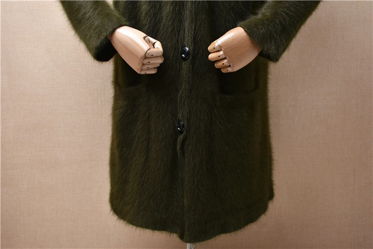 Женская осенне-зимняя одежда зеленая волосатая норковая кашемировая вязаная