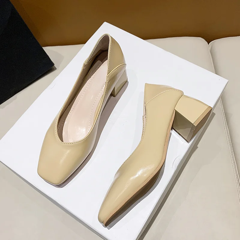 

LINJW элегантные женские свадебные туфли-лодочки для вечерние женские модные простые квадратные туфли на высоком каблуке Женские однотонные ...