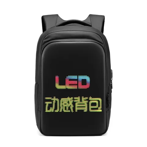 Мужской деловой дорожный рюкзак со светодиодным дисплеем для ноутбука 15,6 дюйма, умный школьный ранец «сделай сам», Женский мультимедийный рюкзак