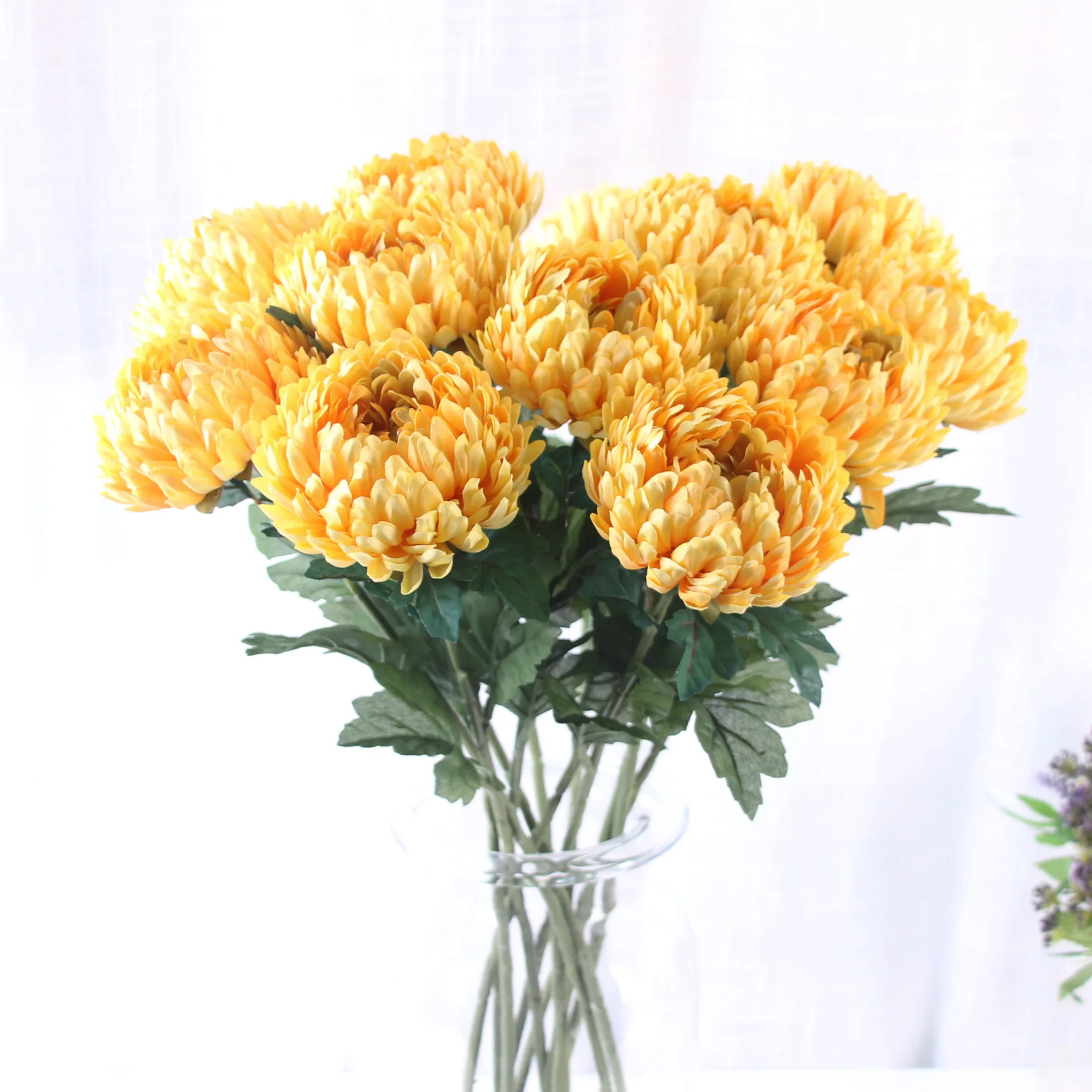 

Fake Flower Stem Pineapple Chrysanthemum Artificial Flower Fortune Chrysanthemums for Wedding Home Decorative Silk Flowers