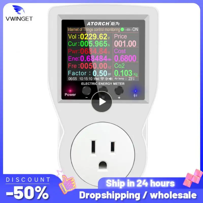 

Умная розетка Tuya с Wi-Fi, 1 шт., цифровой ваттметр, 220 В, измеритель мощности, потребление электроэнергии, вилка ЕС, мощность киловатта, мощность, мощность