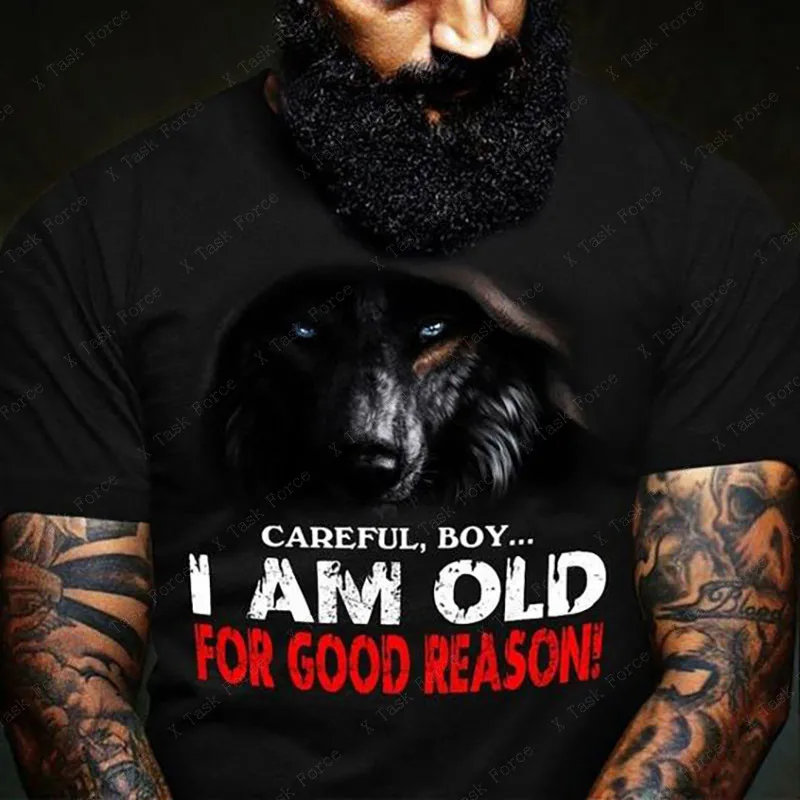 Футболка мужская с круглым вырезом и принтом волка размеры до 6XL |