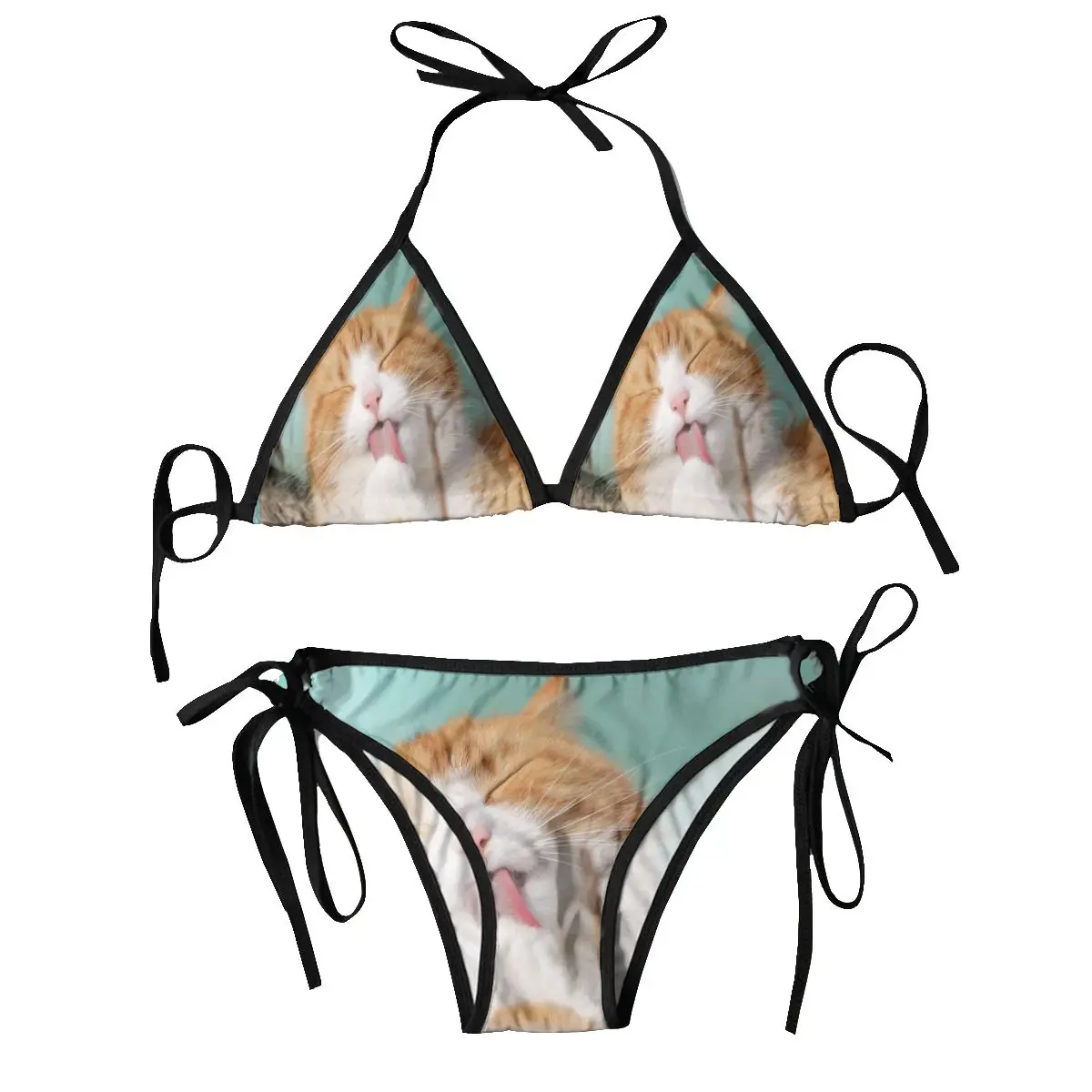 

Woman Swimsuit Sexy Bikini 2023 Swimwear Bikini Set Bathing Suit Cute Cat Two Piece Suit