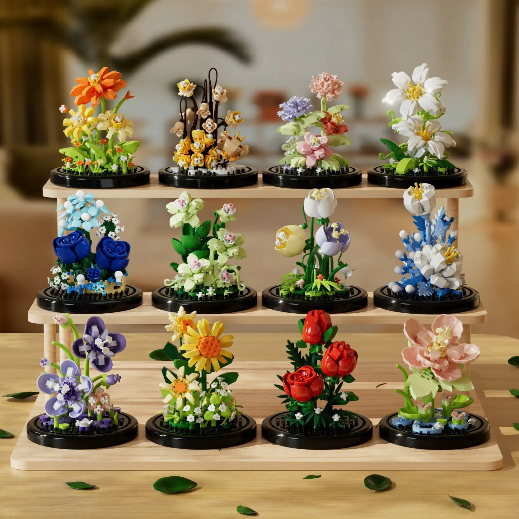 Вечный блок букет цветов в сборе настольный декоративный Детский пазл розы