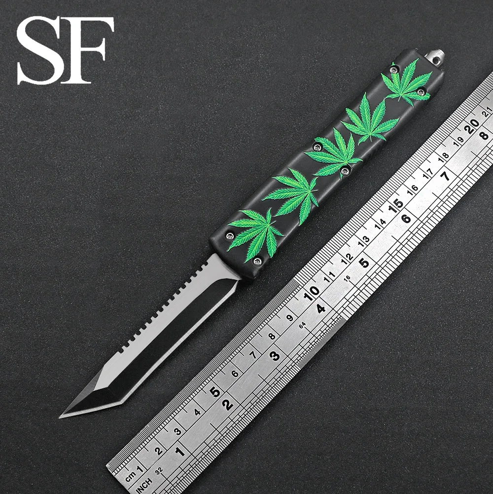 

Heavy Duty OTF Outdoor Camping Hunting Convenient Knife 440 Blade Zinc Aluminum Alloy Handle Creative Natural Ecological Pattern