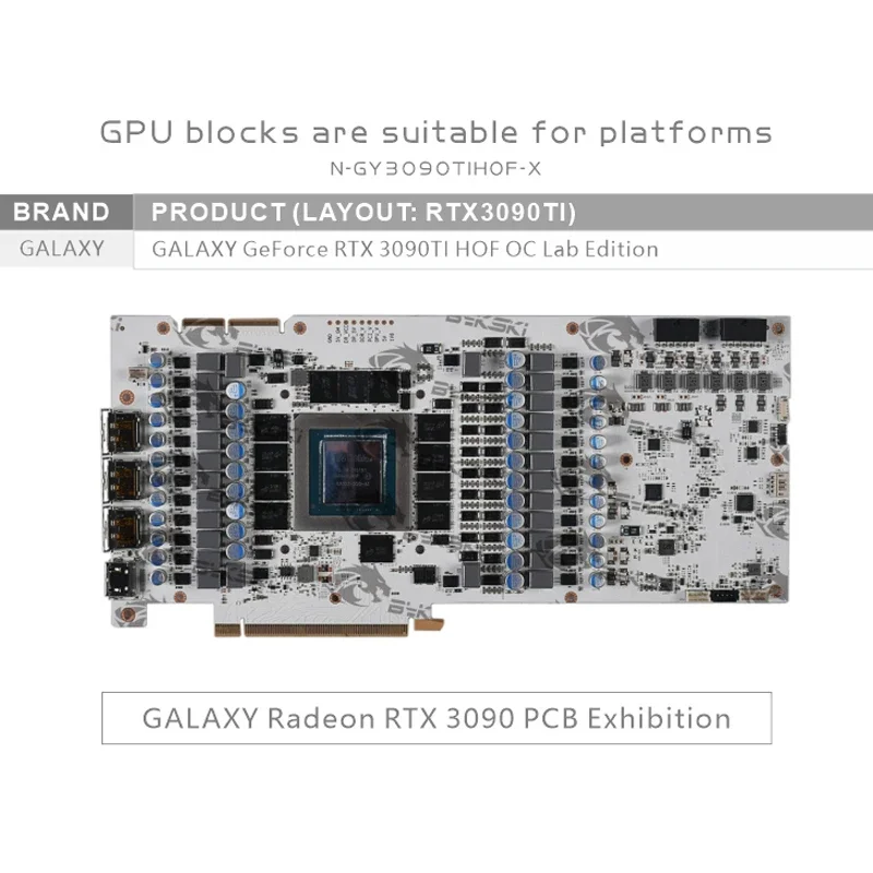 Блок водяного охлаждения графического процессора Bykski для видеокарты GALAX RTX3090TI HOF