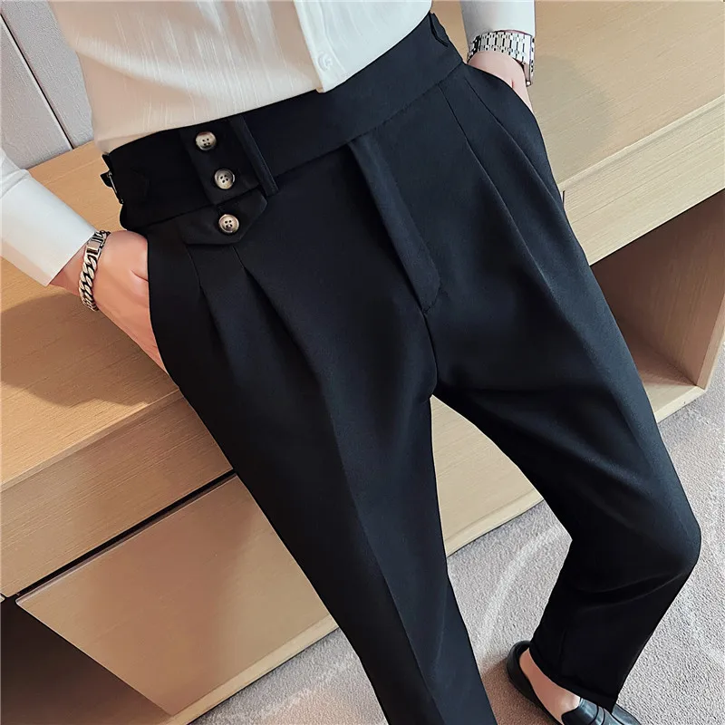 

Брюки мужские прямые с завышенной талией, повседневные зауженные штаны, офисная одежда, длина брюк 36, весна-лето 2023