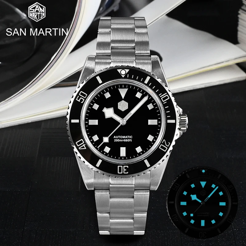 

San Martin 40mm Water Ghost Diver Luxury Men Watch PT5000 Automatic Mechanical Business Wristwatches Sapphire 20Bar Lumed