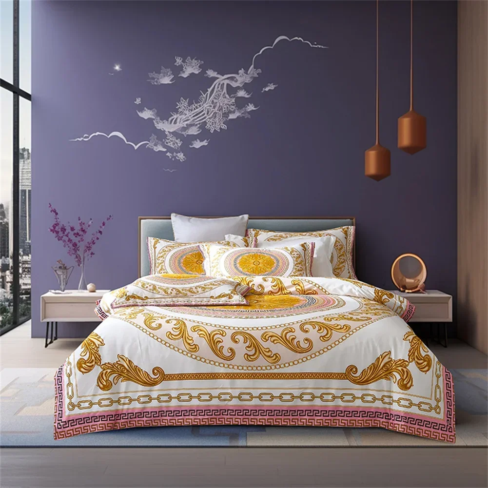 

Комплект постельного белья Svetanya из египетского хлопка 1200TC золотистого цвета