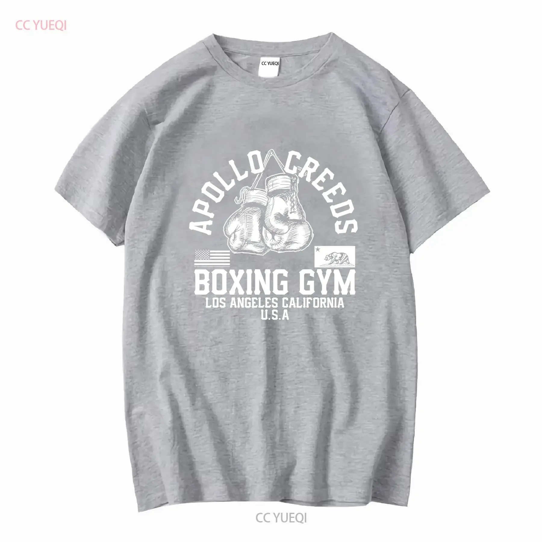 Фото Футболка Apollo Creed Boxing Gym, черная, винтажная, в стиле Cult Fightclub, с эффектом потертости, дышащая, слегка укороченная, модная, с графическим принтом №4