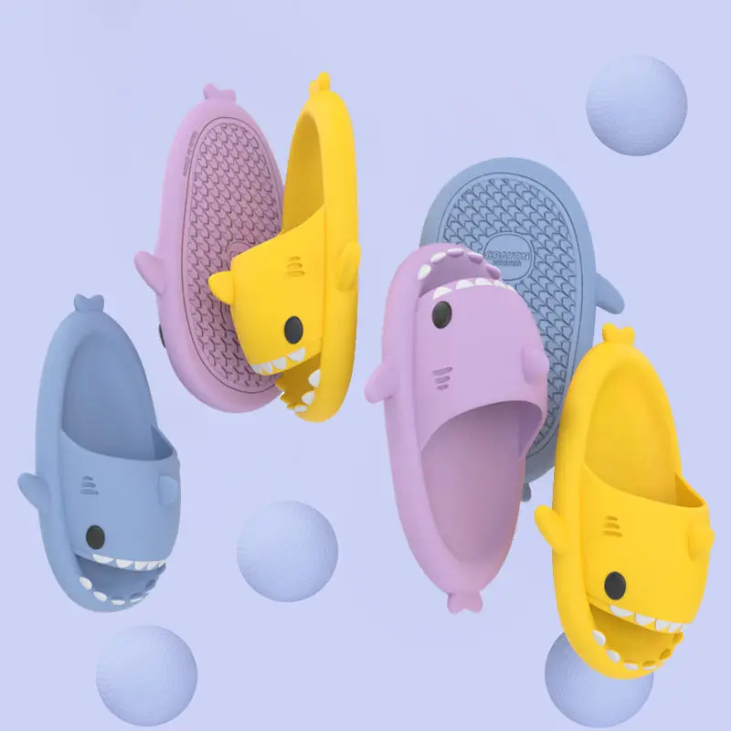 Women Home Slippers Summer Cartoon Shark-Shaped Soft Sole Outdoor Slides Men Couple Indoor Bathroom Non-Slip Funny Sandals