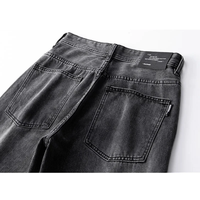 Men Clothing New Pattern Recreational Vintage Broad Leg Black Jeans Straight Cylinder Large  Loose Trousers Autumn Female Sex