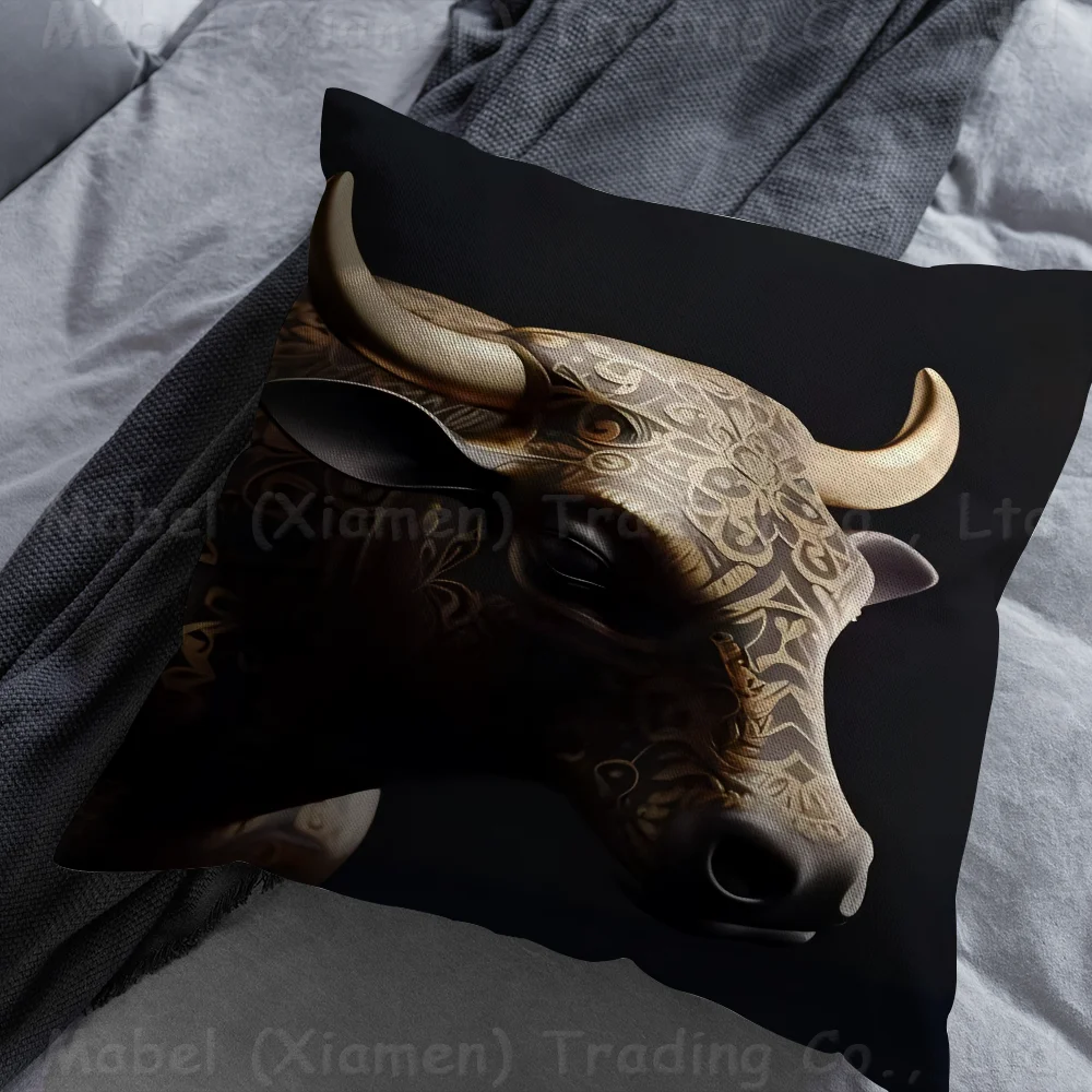 Painting Metal Black Canvas Pillow Covers Cartoon Sofa Decorative Home Double-sided Printing Short Plush Cute Cushion Cover