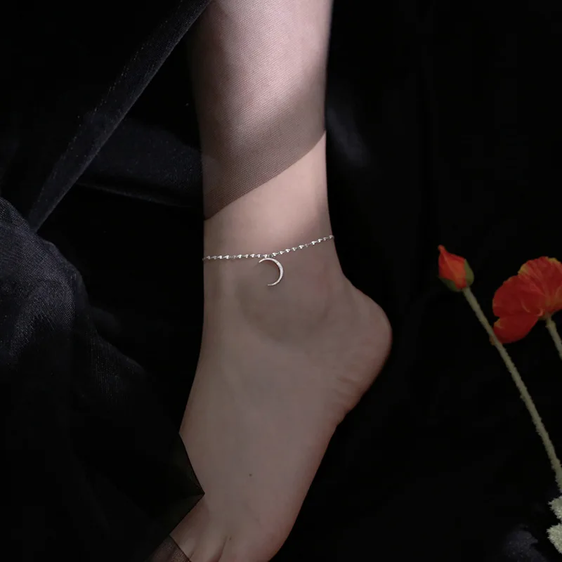 

Delicate Chain Moon Shiny Zircon Anklets For Women Bracelets Summer Barefoot Sandals Jewelry On Foot Leg Chain