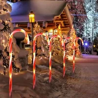Christmas LED Lights Solar Lights Outdoor String for New Year Garden Ground Plug Crutch Lights Navidad Decoration