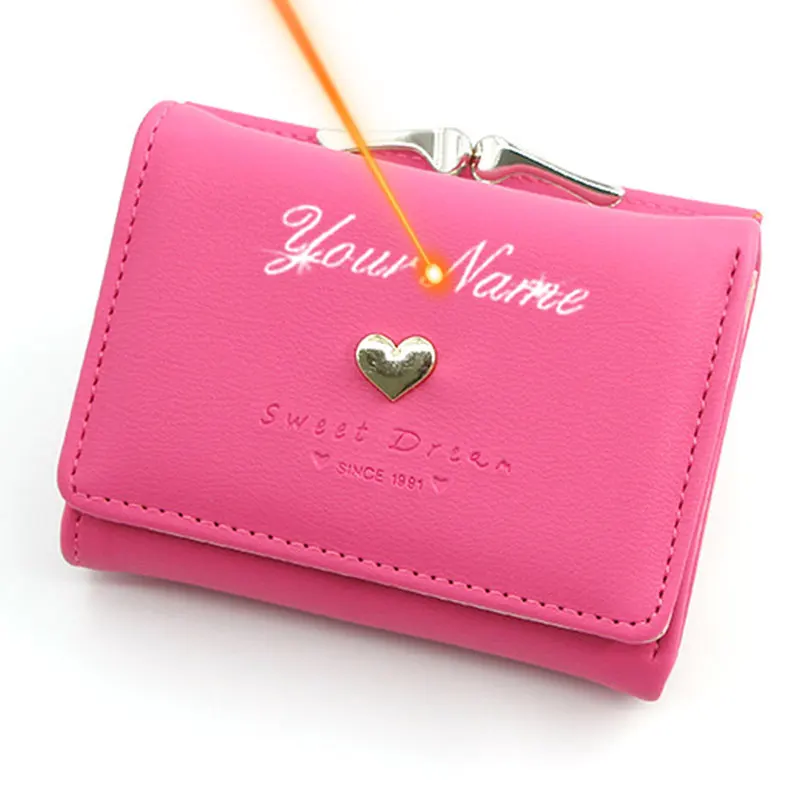 2022 New Short Women Wallets Cute Coin Pocket Card Holder Small Female Purse Kpop Photo Holder Name Engraved Wallet For Girls