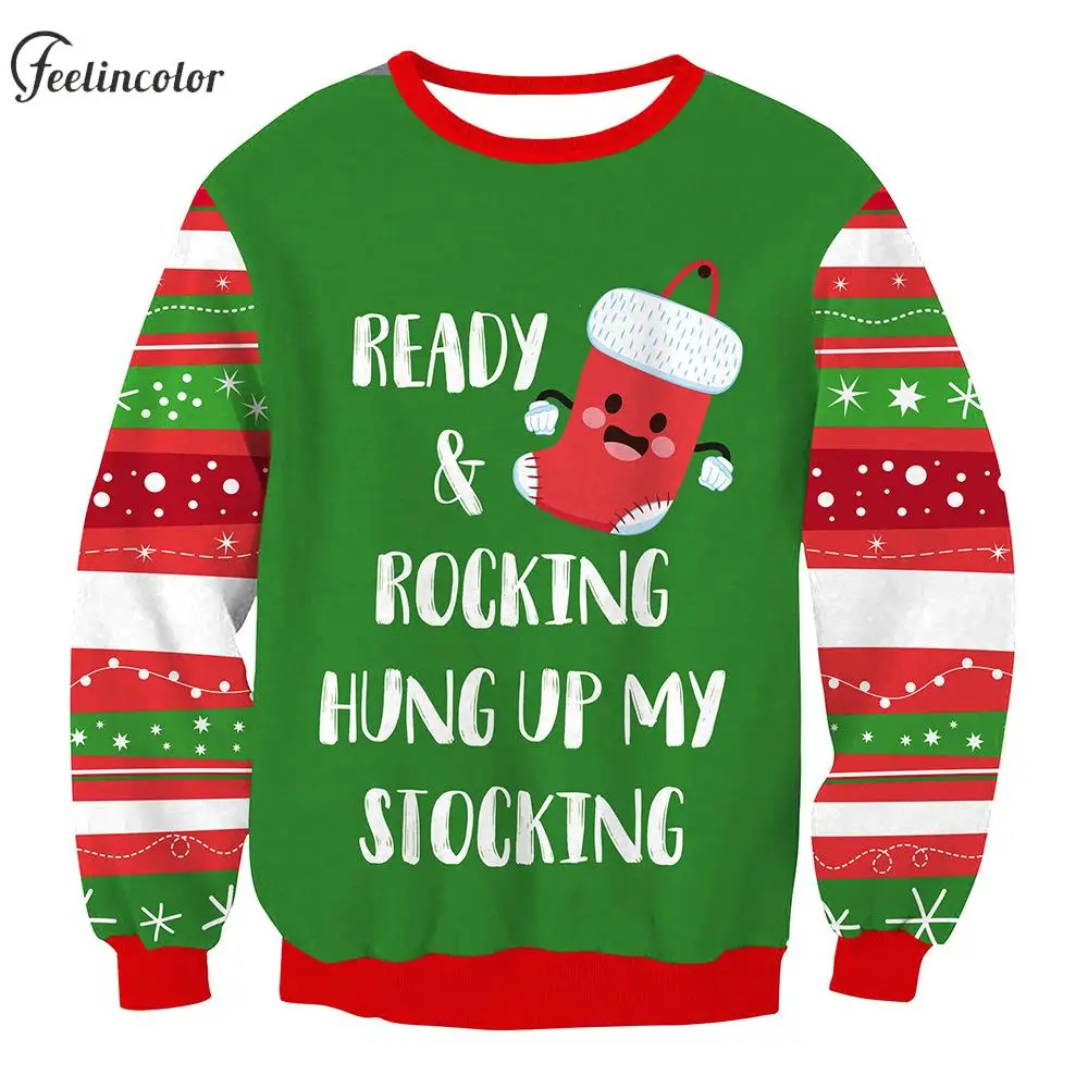 Толстовка оверсайз для мужчин уродливые рождественские пуловеры спортивный