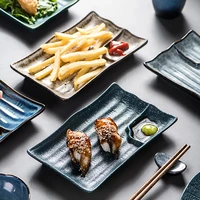 rectangular plate special shaped sashimi sushi shallow plate creative ceramic grid restaurant snack french fries plate
