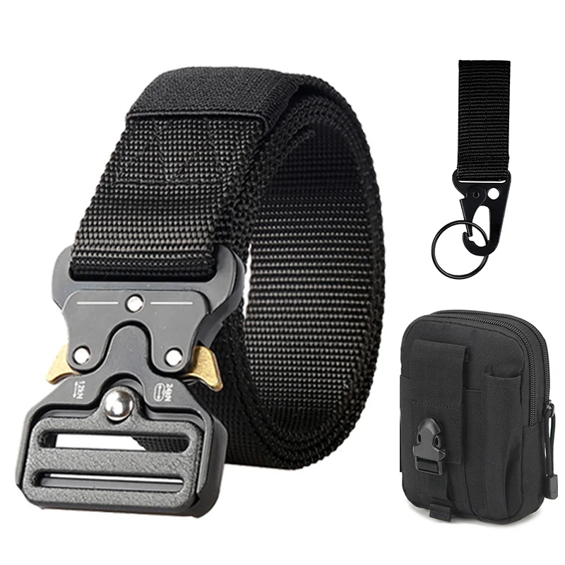 

Men's Outdoor Belt Set Included Bag Hook Army Outdoor Hunting Tactical Multi Function Combat Survival Canvas Nylon Waist Straps